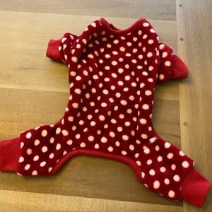 Red fleece Christmas pajama for small dog
